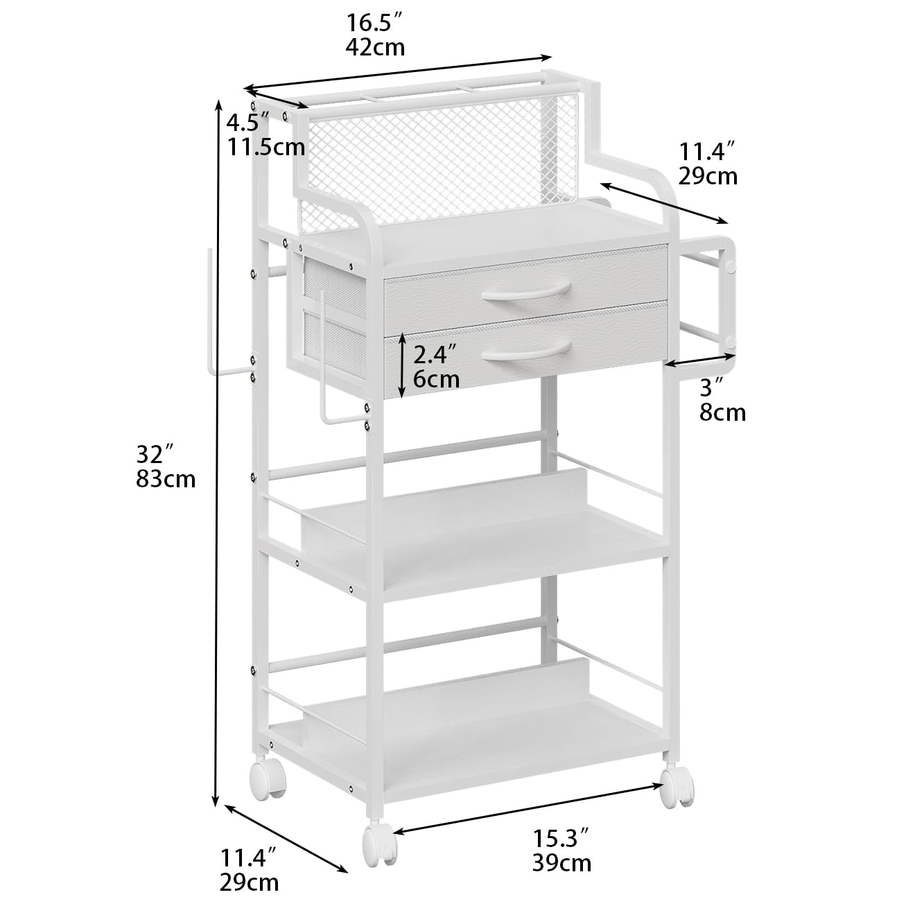 Rolling Craft Storage Cart with 2 Fabric Drawers & Lockable Wheels, Wrapping Paper & Gift Wrap Organizer with Ribbon & Tape Holder for Craft Supplies