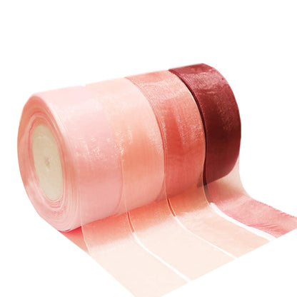 Sailing-GO 200 Yards（4 Rolls * 50 Yd） 1-1/2" Wide Sparkle Sheer Chiffon Organza Ribbon for Wedding Gift Package Valentines Bouquets Wrapping Birthday Baby Shower Home Decor Wreath Decorations Fabric