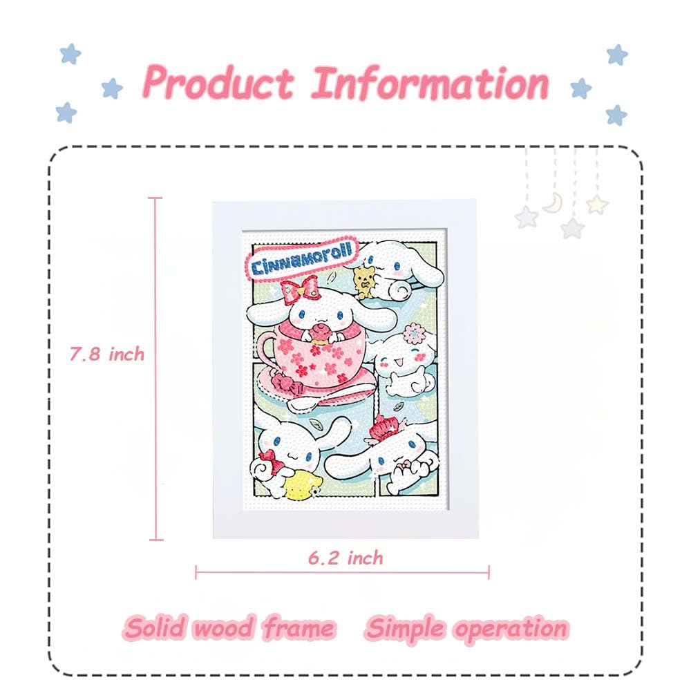 Akutoer Cute Cartoon Diamond Drawing Kits, Kawaii Painting with Diamonds, Gem Arts & Crafts, DIY Paint Supplies with Frames for Home Decor(Cinno)