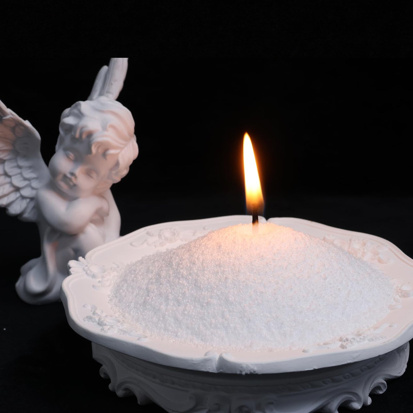 Aufien Candle Sand with Wicks, 42.8 Oz Pearled Candle, DIY Bead Powder Sand Wax Making kit Refillable Non Toxic for Handmade, Mother's Day Wedding and Halloween Christmas Decorations White