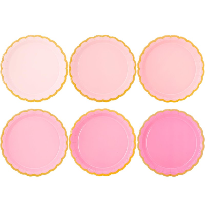 JASSEWRLY 48 Pcs Pink Scalloped Party Disposable Paper Plates, 9" Cute Pink Dessert Baby Bridal Shower Dinner Birthday Cake Paper Plates for Party Bridal Baby Girl Shower Wedding Supplies