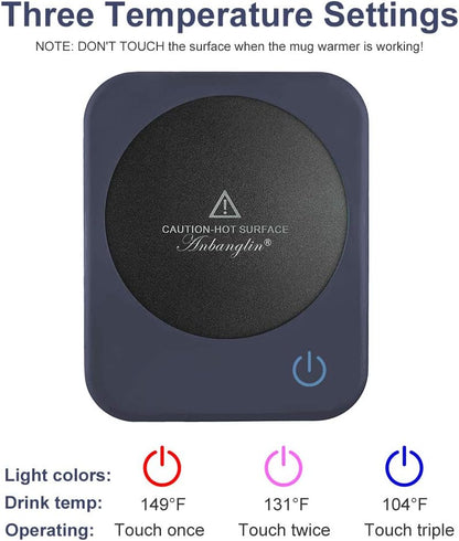 Anbanglin Coffee Mug Warmer, Smart Cup Warmer for Desk, Electric Warmer for Heating Candle, Milk, Tea, Dark Blue-No Cup