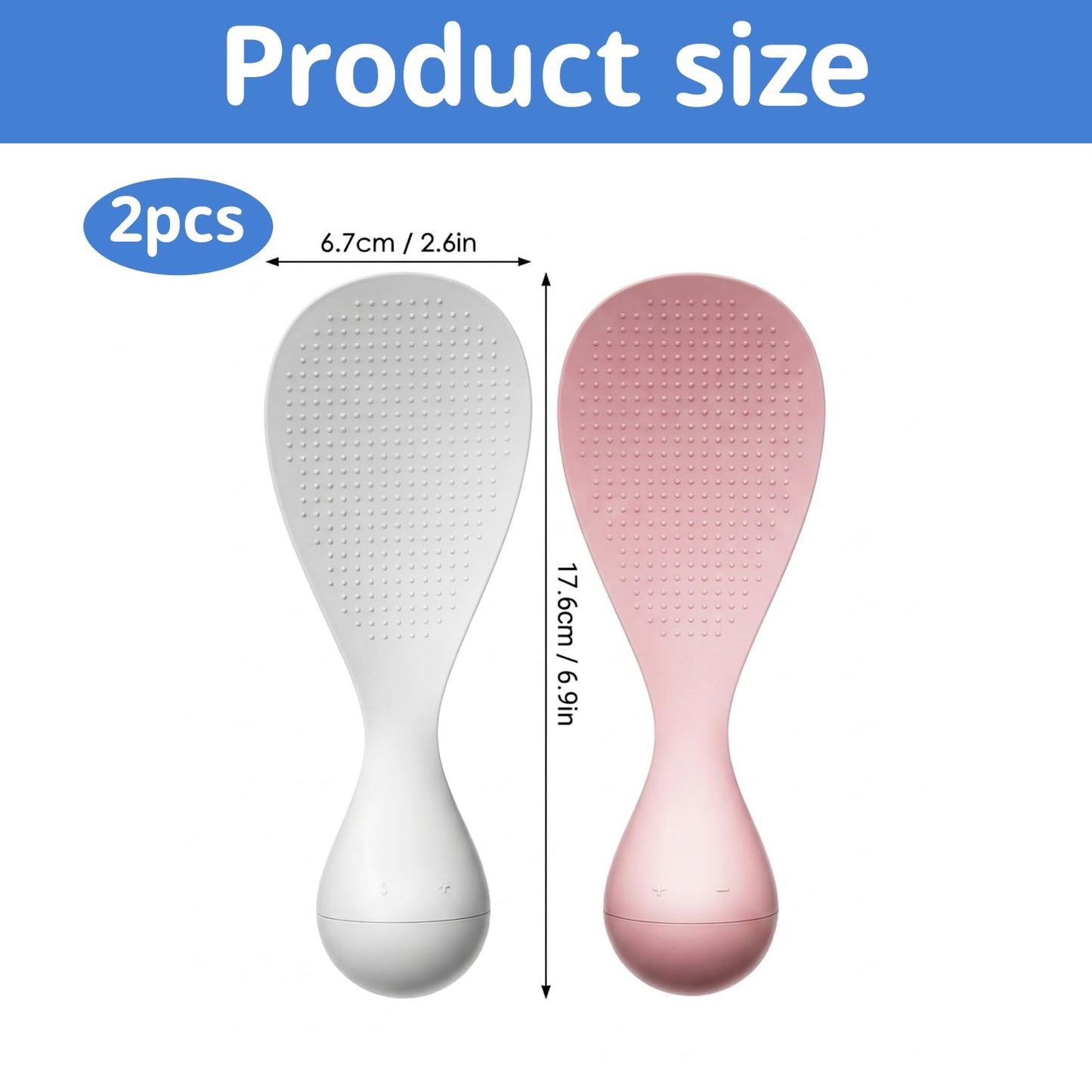 2PCS Non Stick Vertical Rice Spoon, Rice Scoop, Silicone Rice Paddle for Easy Serving,Vertical Design for Space Saving, PP Material Durable Construction