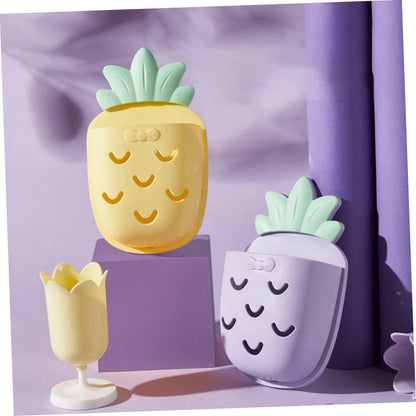 Hemoton 2 Pcs Wall Hanging Storage Basket, Pineapple Bathroom Organizer, Wall Mounted Toothbrush & Phone Holders
