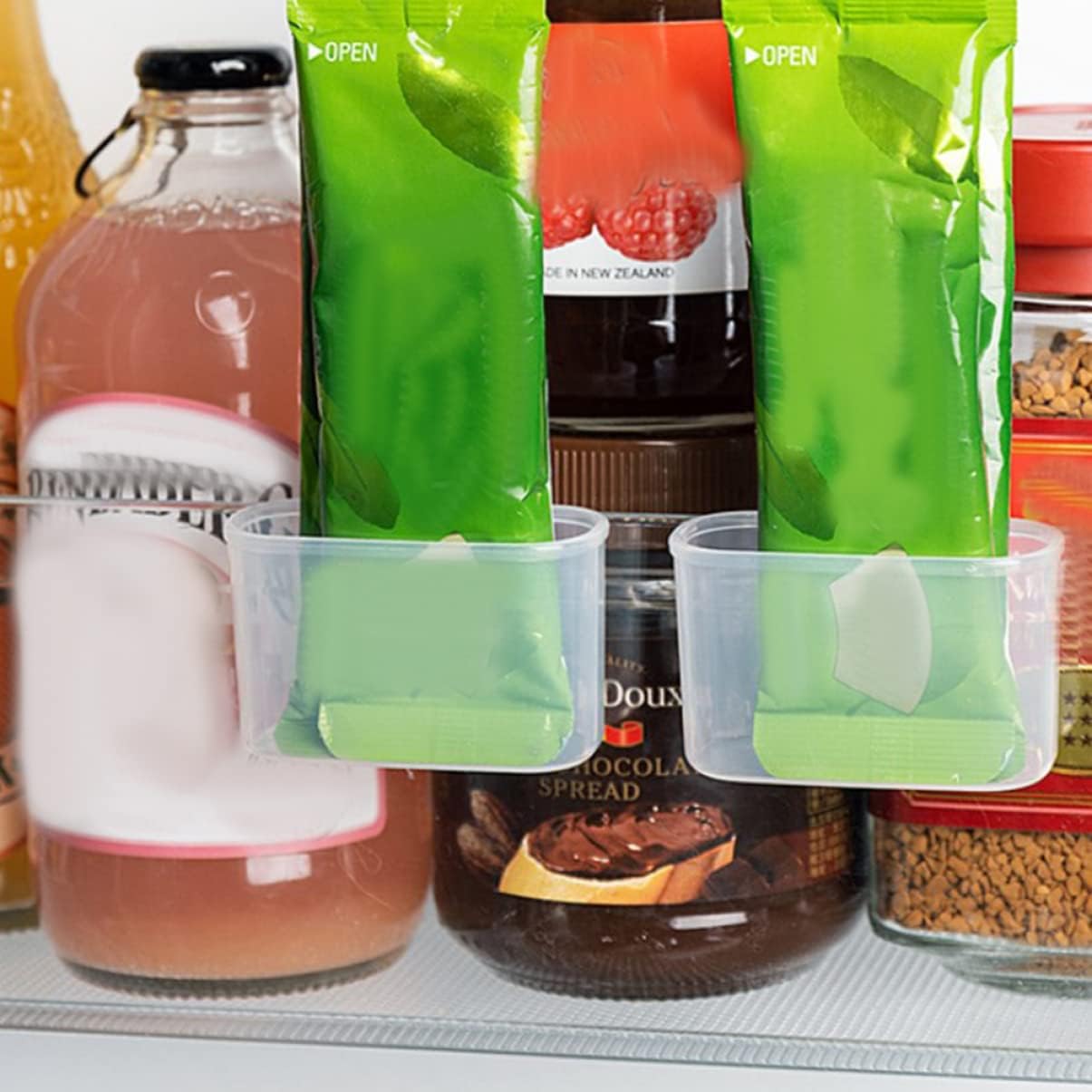 Cabilock Shelf Bracket Desktop Stand, 4pcs Mini Fridge Organizer, Clear Plastic for Fridge Side Door Holder