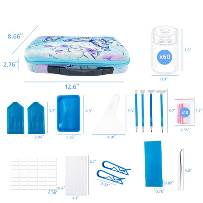 LIRUNQIU Diamond Painting Storage Containers, 60 Slots Diamond Painting Accessories and Tools for Diamond Art Organizer Case(Blue)