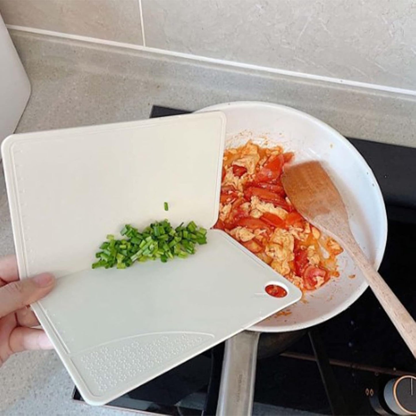 Fdit Foldable Kitchen Cutting Board, Portable Chopping Board for Outdoor Picnic, Nordic Rice White 20x12.5x0.8cm