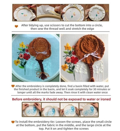 HAOYEGUOJI Embroidery Kit for Beginners, Hand Needlepoint Kits for Adults with Pre-Stamped Patterns, 7.8-Inch Hoop, Threads & Needles, Step by Step Instructions (7.66)