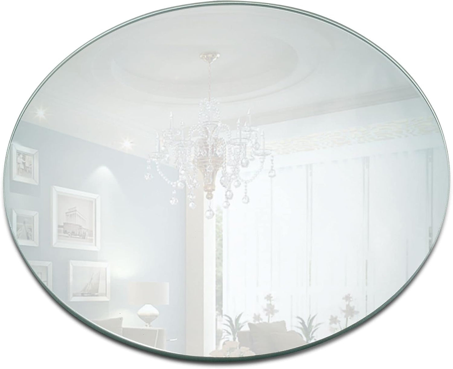 PARNOO 12 Inch Round Mirror Plate, Set of 12, 1.5mm Thick Glass Tiles with Smooth Edges for Candle Wedding Centerpieces