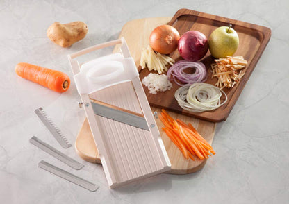Benriner Super Standard Madoline Slicer, with with 4 Japanese Stainless Steel Blades, Almond