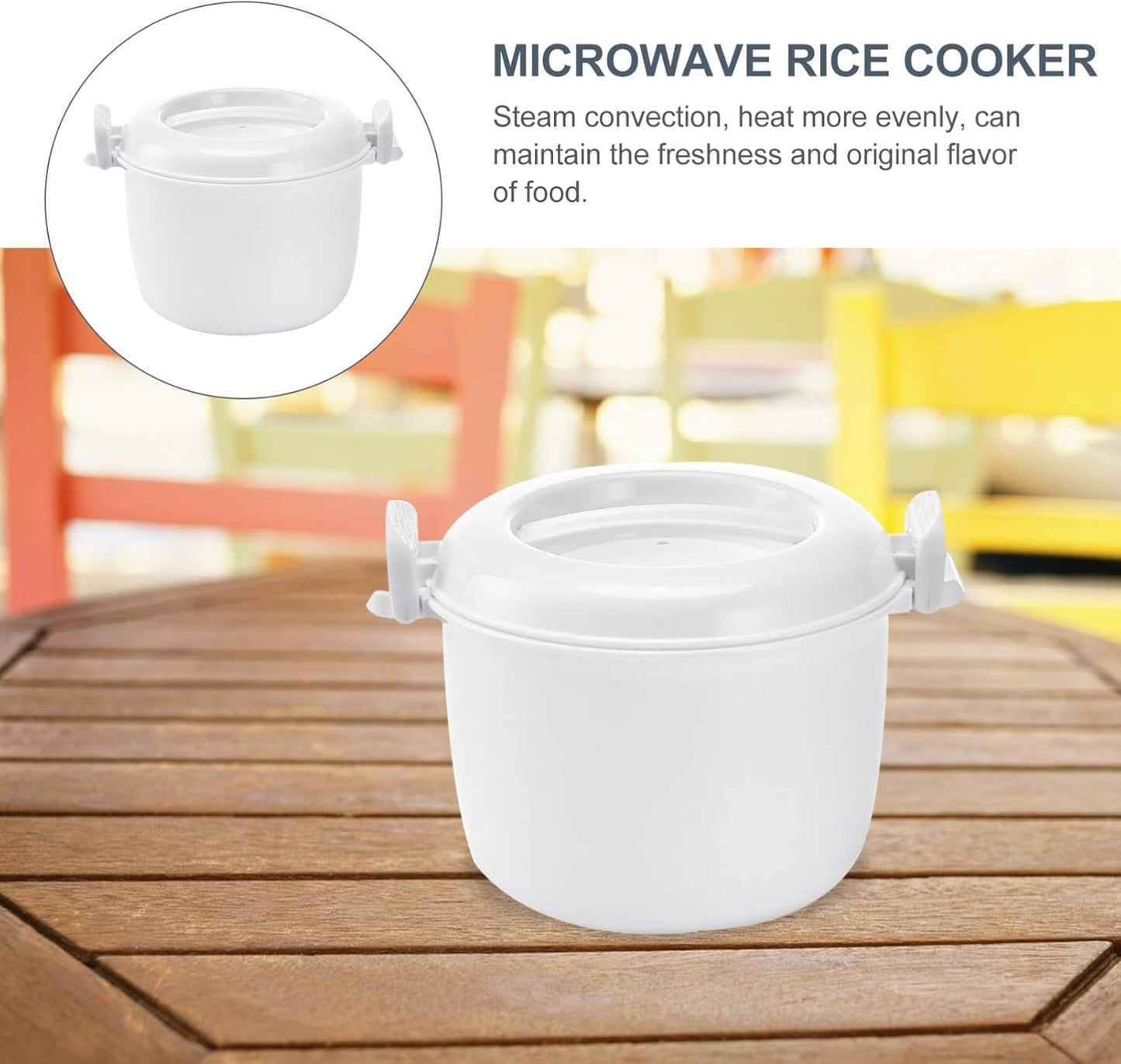 Microwave Rice Cooker Rice Steamer: 2pcs Round Microwave Food Container for Cooking Rice, Chicken, and Pasta