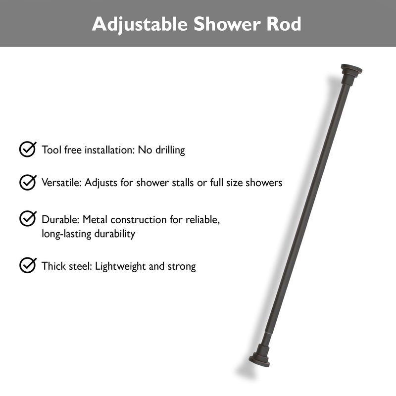 Design House 560920 Classic Adjustable 42 to 72-inch Shower Rod for Bathroom in Oil Rubbed Bronze