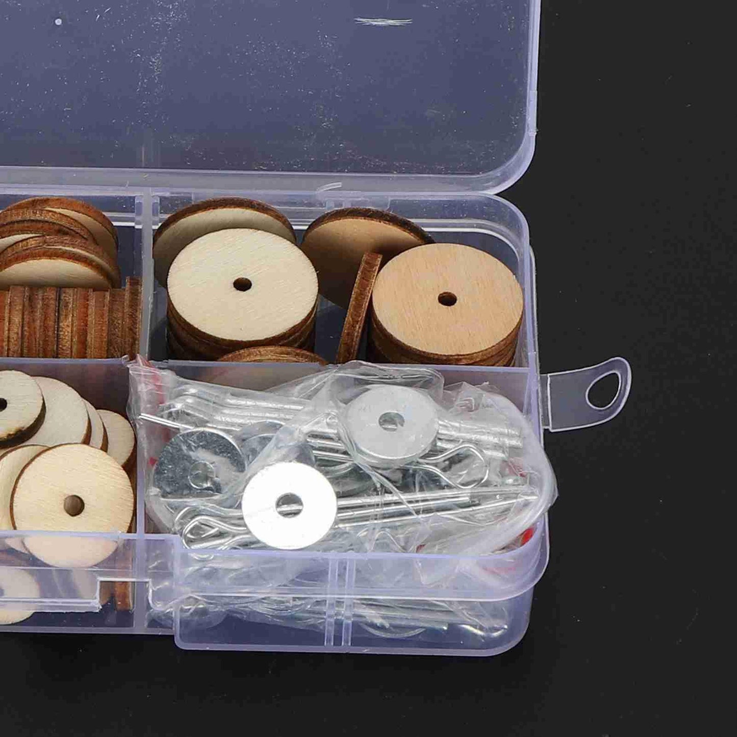 Luatoxry Doll Joints, 50 Sets Movable Joints Pin, Wood Doll Neck Joint Cushion with Iron Clip and Ring, 0.5-0.8in Doll Making Cotter with Storage Box for DIY Craft Teddy Bear