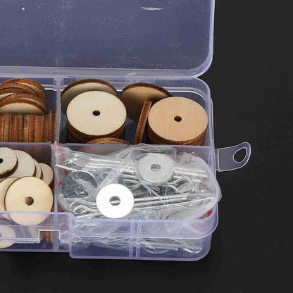 Luatoxry Doll Joints, 50 Sets Movable Joints Pin, Wood Doll Neck Joint Cushion with Iron Clip and Ring, 0.5-0.8in Doll Making Cotter with Storage Box for DIY Craft Teddy Bear