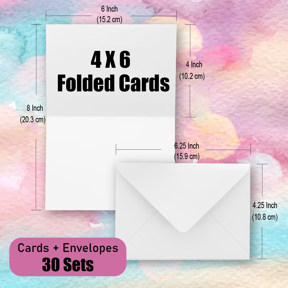 Anscher 30 Pack Heavyweight Cotton Watercolor Cards with Envelopes, 4 x 6 Inch Premium Blank Cards and Envelopes, Perfect for Painting or Card Making, Ideal for Christmas and Birthday Gifts