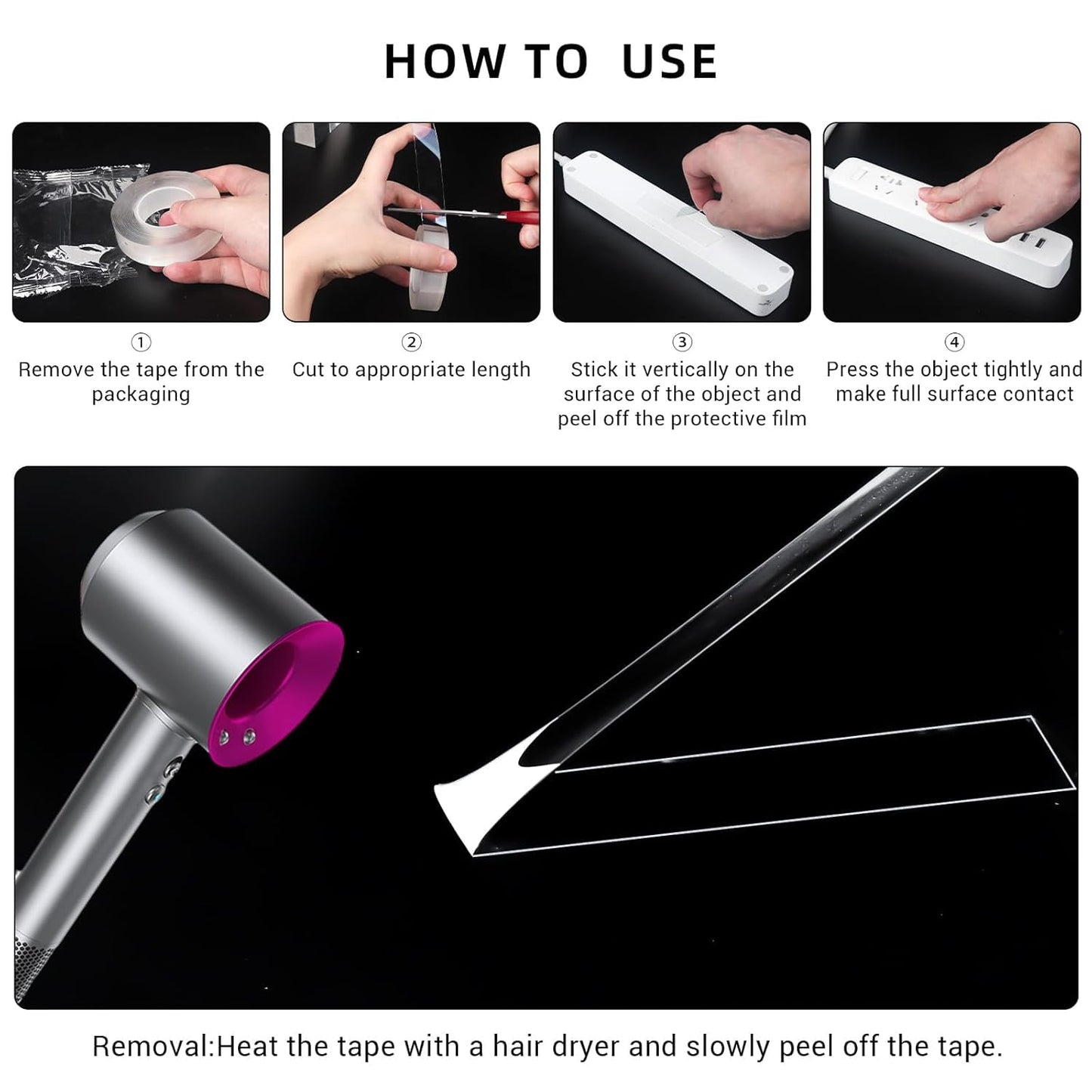 Double Sided Tape, Nano Tape, Transparent Adhesive Tape, Traceless Adhesive Tape, Removable, Washable, Reusable, Suitable for Carpets, Photo Walls, 3m Per Roll, 6 Rolls