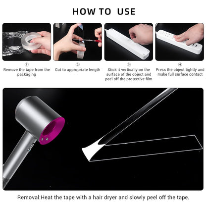 Double Sided Tape, Nano Tape, Transparent Adhesive Tape, Traceless Adhesive Tape, Removable, Washable, Reusable, Suitable for Carpets, Photo Walls, 3m Per Roll, 6 Rolls