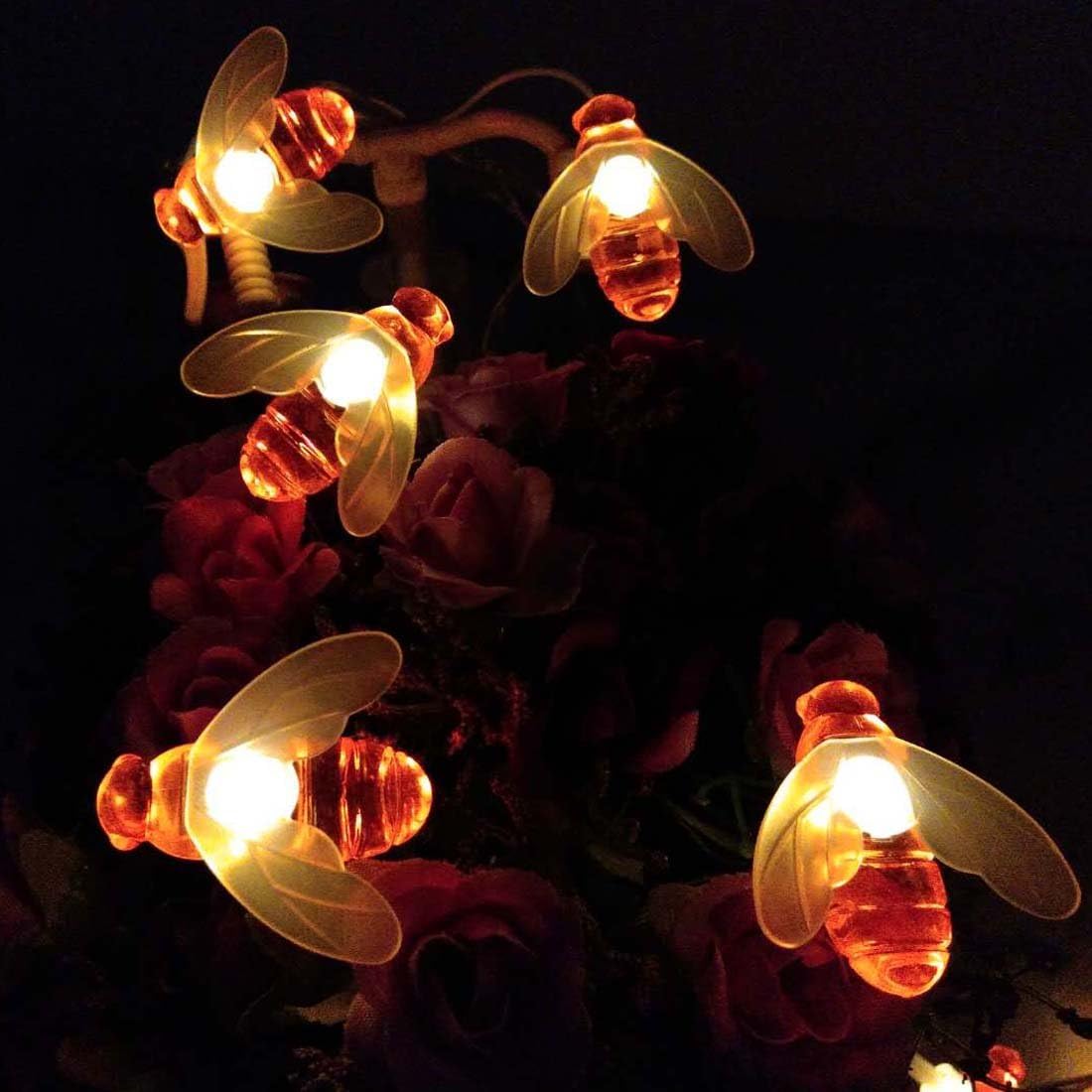 Honeybee Fairy String Lights, 40 LED 14Ft Battery Powered for Party, Wedding, Xmas, and Garden Decoration