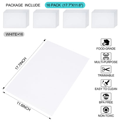 16 Pcs Refrigerator Liners Mats Washable, Refrigerator Mats Liner Waterproof Oilproof, Shinywear Fridge Liners for Shelves, Cover Pads for Freezer Glass Shelf Cupboard Cabinet Drawer (16 Clear)