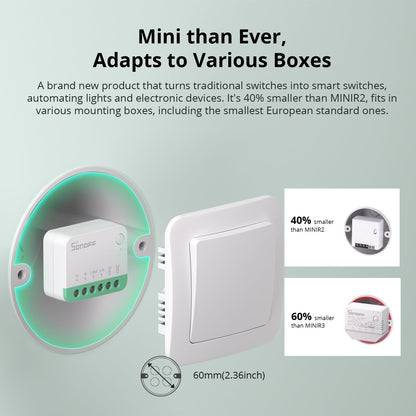 SONOFF MINIR4M 10A Matter Smart Switch,Universal DIY Module for Smart Home Automation Solution, Work with Alexa & Google Home,1 Pack