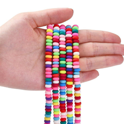 DanLingJewelry 1100Pcs 6-7mm Rondelle Flat Round Handmade Polymer Clay Lentil Beads Colorful Abacus Spacer Beads for Bracelet Jewelry Making