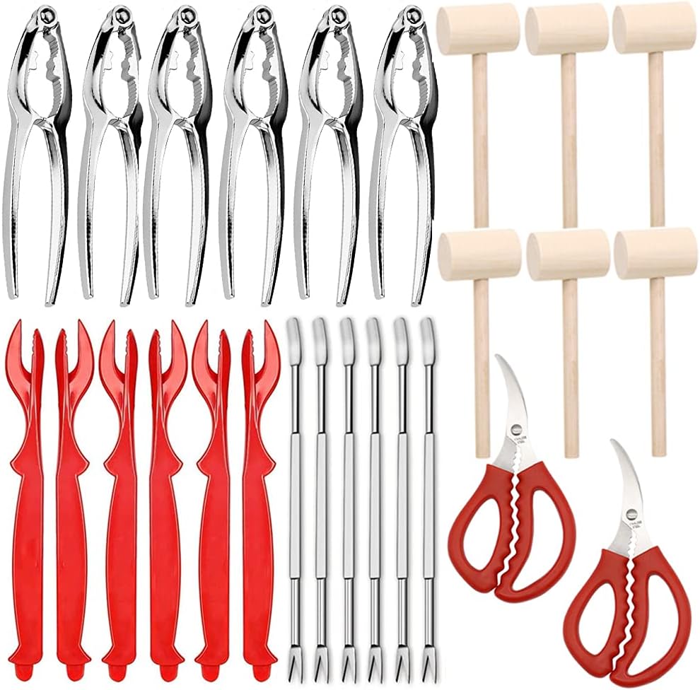 Ymkf Sqqr 26 Hammer,and Set PCS Seafood Tools Include Crab Crackers, Seafood Scissors, Lobster Sheller, Crab Shellfish