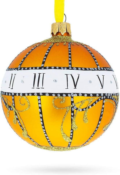 1899 Madonna Lily Clock, Royal Egg Glass Ball Christmas Ornament, 3.25 Inches