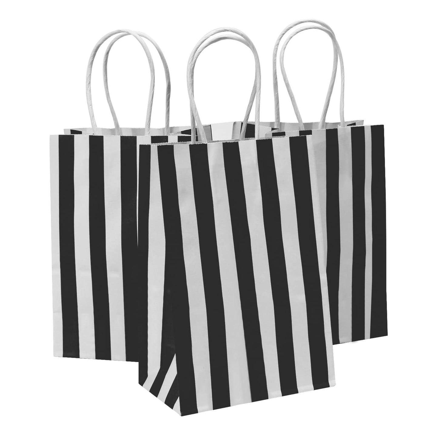 Ronvir 50Pcs Small Gift Bags,Black & White Striped Recycled Paper Bags