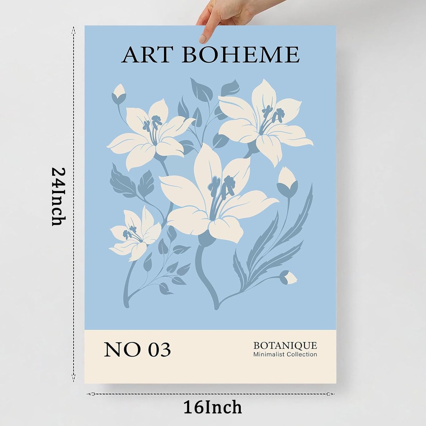 Matisse Flower Wall Art Prints, Blue Abstract Canvas Decor Aesthetic Matisse Art Gallery Preppy Pictures 16x24inch