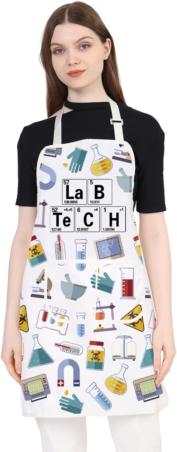 BDPWSS Lab Technician Gifts Science Aprons with Pocket, Lab Assistant Graduation Gift, Periodic Table