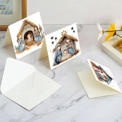 LSQFS 6Pcs Diamond Painting Greeting Cards Kits for Adults, 5.9"x 11.81" DIY Foldable Cards with Envelopes & Diamond Art Tools, Creative Diamond Art for Birthday Holiday Blessing