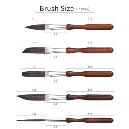 Pinstriping Brush 5 pcs High Performance Detail Script Liner, Scroll, Sword, Dagger, Striper, Professional Travel Art Paintbrushes Paint Brushes