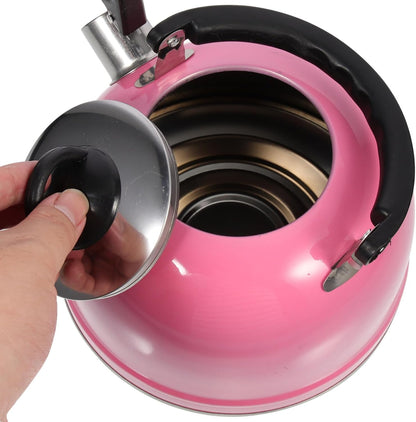 Lurrose Pink Teapot, Whistling Stainless Steel Tea Kettle for Home, Dorm, Apartment