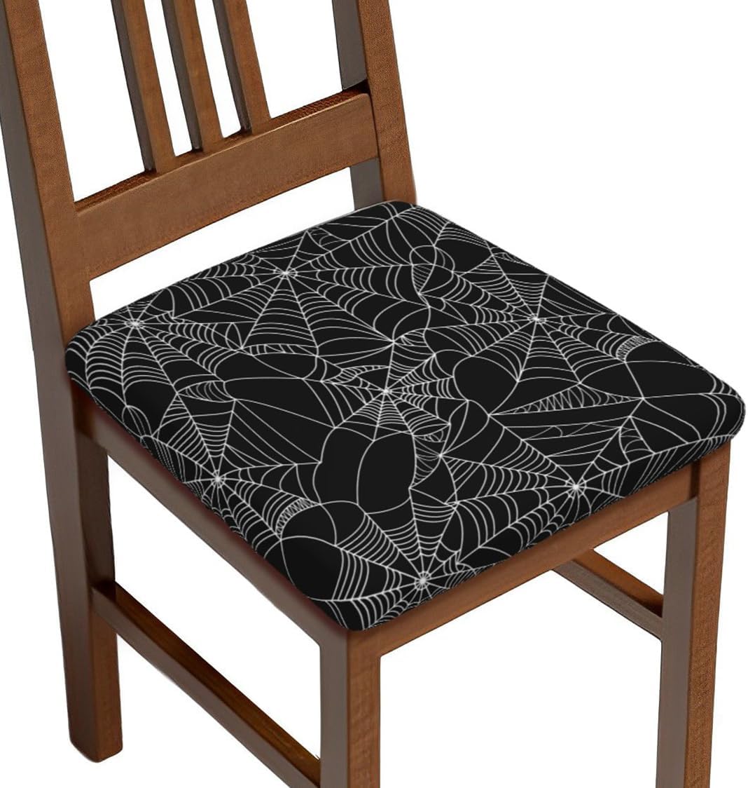 Halloween Spider Web Office Chair Seat Covers, Soft Stretch Rotating Desk Chair Cushion Protectors (Set of 1)