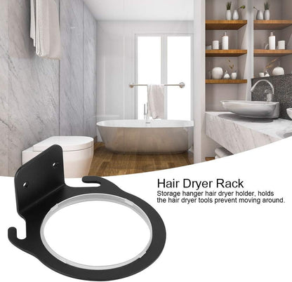 Space Aluminum Wall Mounted Hair Dryer Holder Rack - Hairdryer Shelf