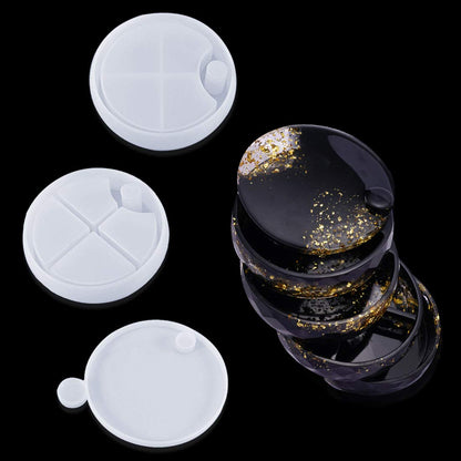 FineInno Rotating Resin Box Molds, Round Box Molds with Rotation Axis, Multi-Tiered Silicone Jewelry Box Molds for Resin Casting, DIY Jewelry Organizer Holder Storage