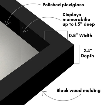 Americanflat 12x16 Shadow Box Frame with Polished Plexiglass - Silhouette Collection - Large Shadow Box Display Case for Tabletop and Wall Display - Black with Soft Felt Back