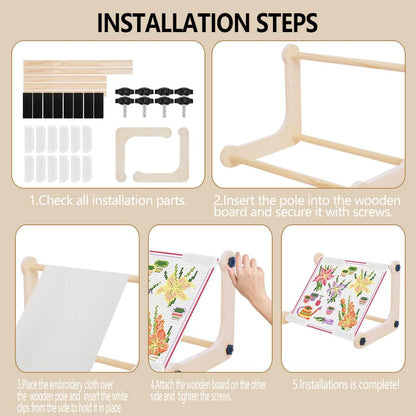 Adjustable Embroidery Table Stand, Cross Stitch Hoop Stand, Wood Embroidery Holder for Lap or Table Top Cross Stitch or Tapestry Needlepoint Embroidery, 2 Sizes Rod ( 11.8" and15.75)