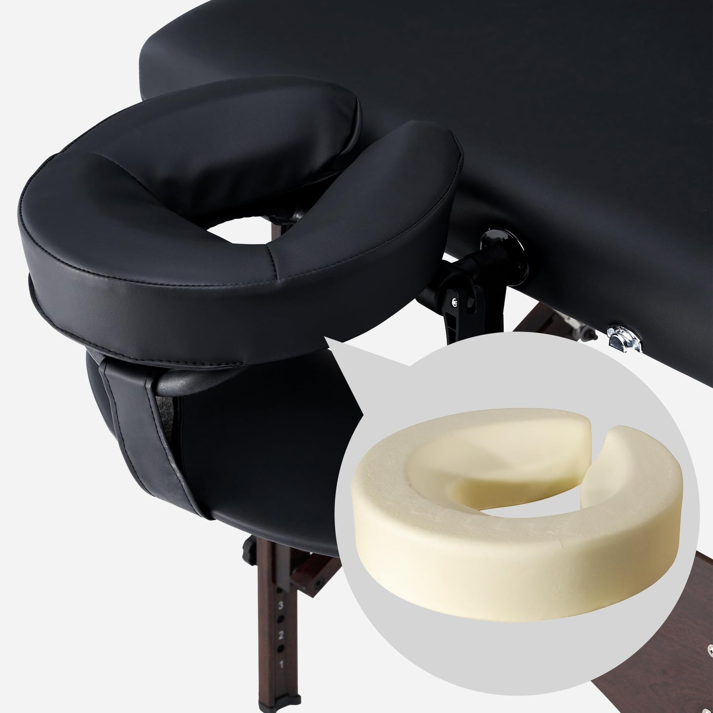Master Massage 28" Argo Portable Massage Table in Black with Walnut Legs- Spa Bed for Tabletop Exercise & Massage- Beauty Bed Tattoo Bed- Lash Table