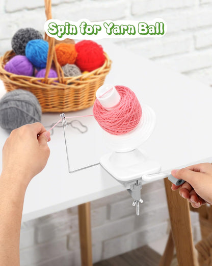 Light-Grey Yarn Winder for Crocheting - Hand-Cranked Yarn Ball Winder - Neat Yarn Cake Winder - Yarn Spinner Roller - Crochet and Knitting Accessories