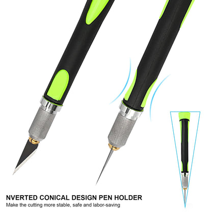 EHDIS Precision Hobby Knife Set Utility Craft Knife Kit with 10PCS Blades for Art, Working-Stencil, Scoring, Scrapbooking, Architecture Modeling, Crafting (Green)