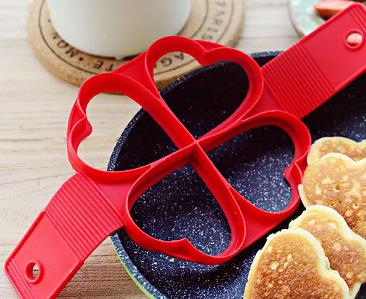 Flip N Cook Silicone Pancake Mold, 2pcs (Flower + Square)