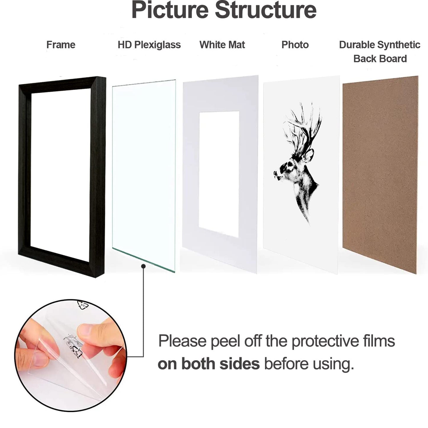 Yaetm 16x20 Frame Matted to 11x14 Set of 4, Solid Wood Black Picture Frame 16x20 for Photos, Posters & Art Prints, Wall Gallery for Horizontal and Vertical Wall Mount (4 pack, Black)