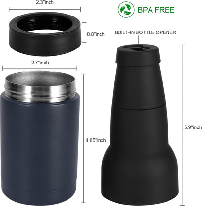 12Oz 3 1 Vacuum Insulated Double Walled Stainless Steel Beer Soda Bottle and Can Cooler with Beer Opener, in Slim Can