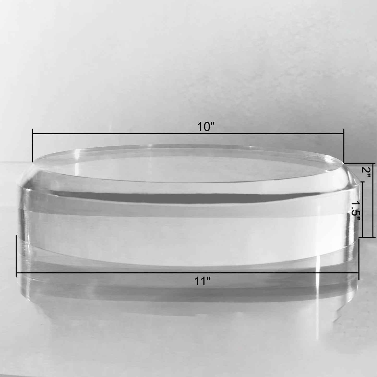 CiaoHER 2in Thickness Acrylic Disc Display Block Clear Polished Round Pedestal Stand Riser (11'' x 2'')