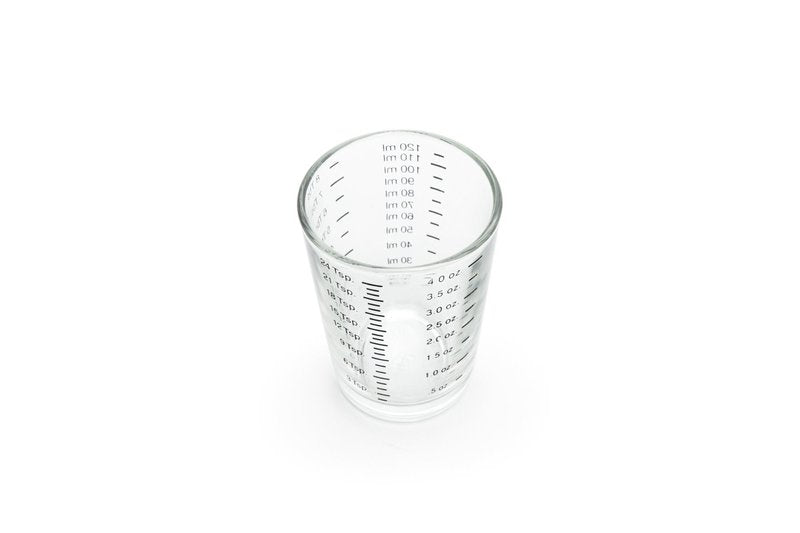 Fox Run Mini Multi-Purpose Liquid and Dry Measuring Shot Glass, Set of 2, 4-Ounce Cups, Clear, Small