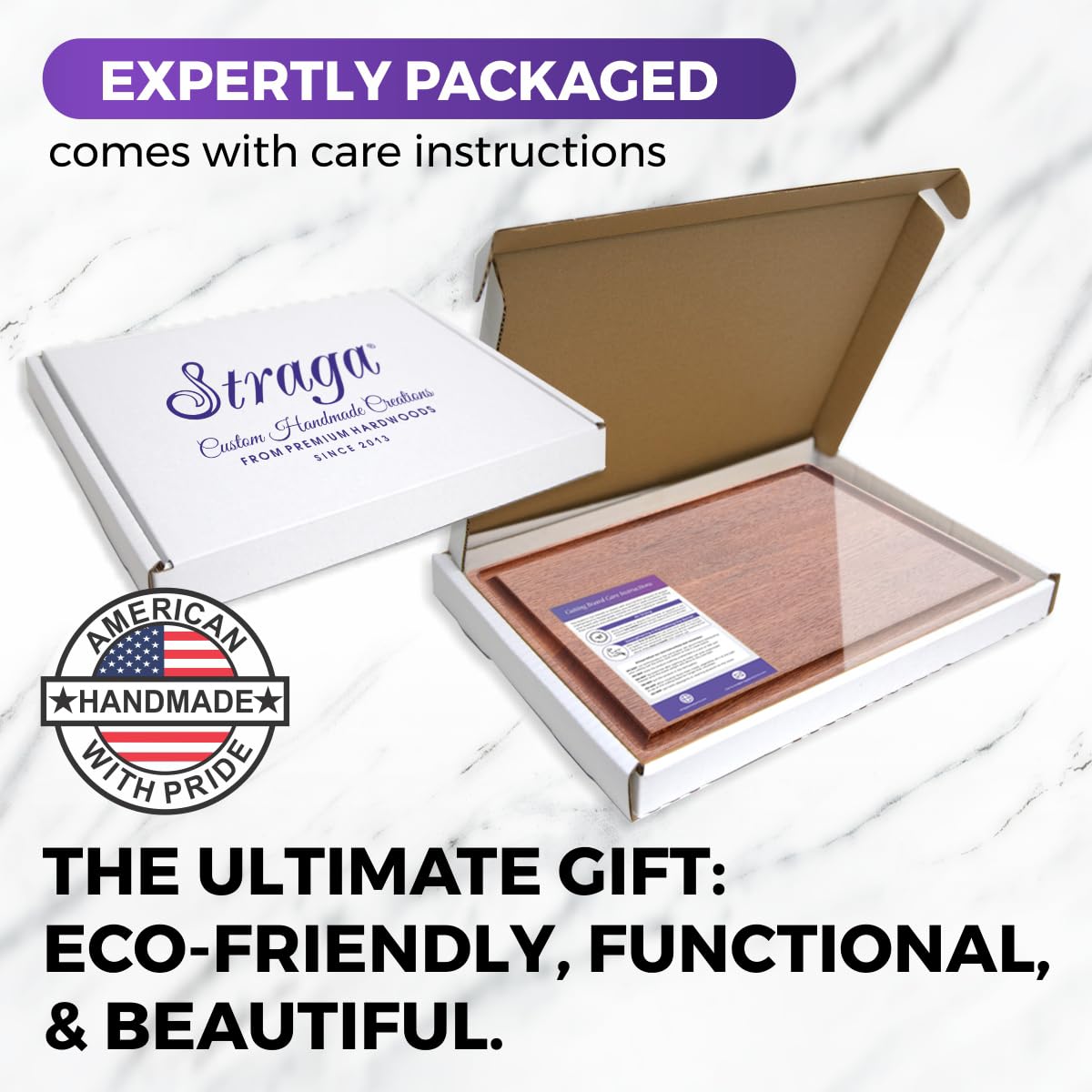 Straga Premium Mahogany Hardwood Cutting Board, 12" x 9" x 0.75", Sustainable Kitchen Essential with Juice Groove
