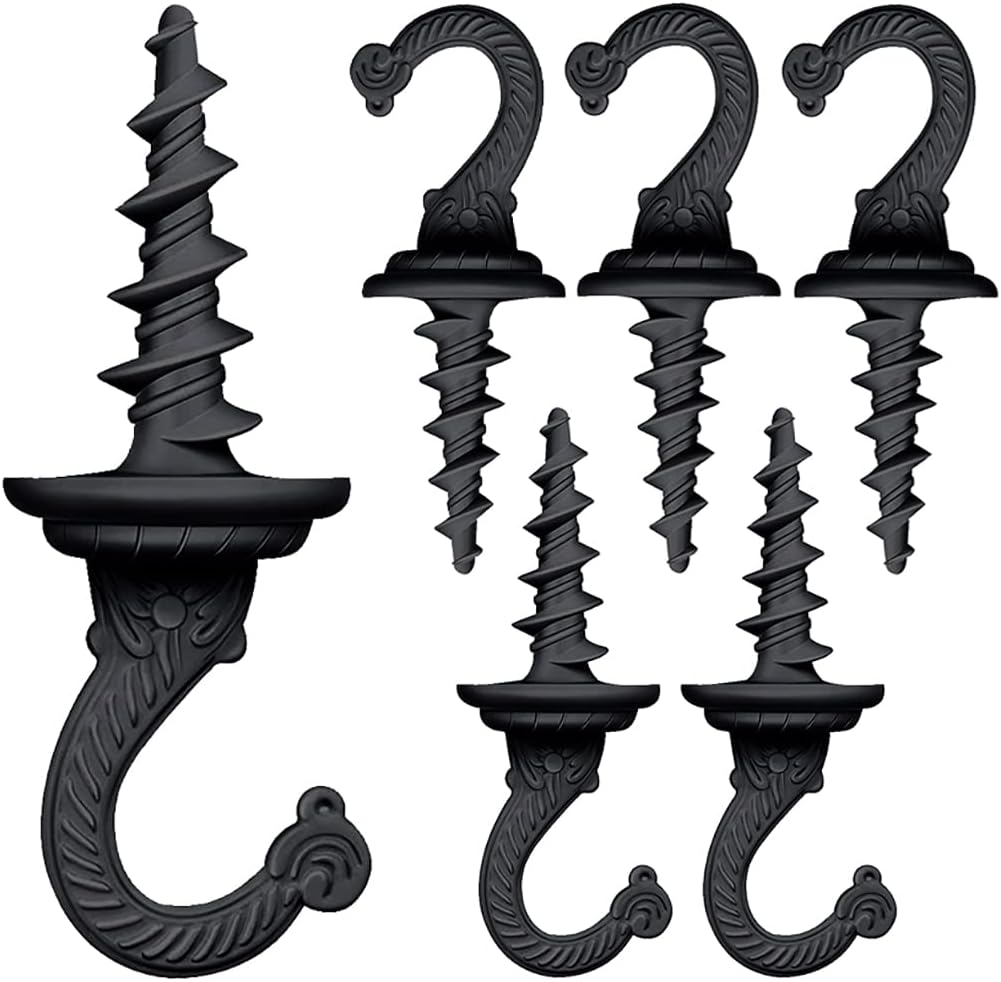 OBSTKUCHEN 6 Pack, Heavy Duty Ceiling & Wall Mount Hangers, Swag Style Drill-in Hooks for Hanging Plants, Chandeliers