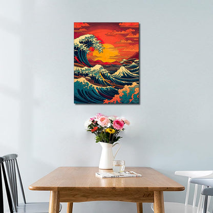 TUMOVO Paint by Number for Adults, Japan Landscape Paint-by-Number Kits Big Waves Adult Paint by Number Kits On Canvas DIY Oil Painting for Adults Paint by Number Arts Craft, 16 x20 Inch