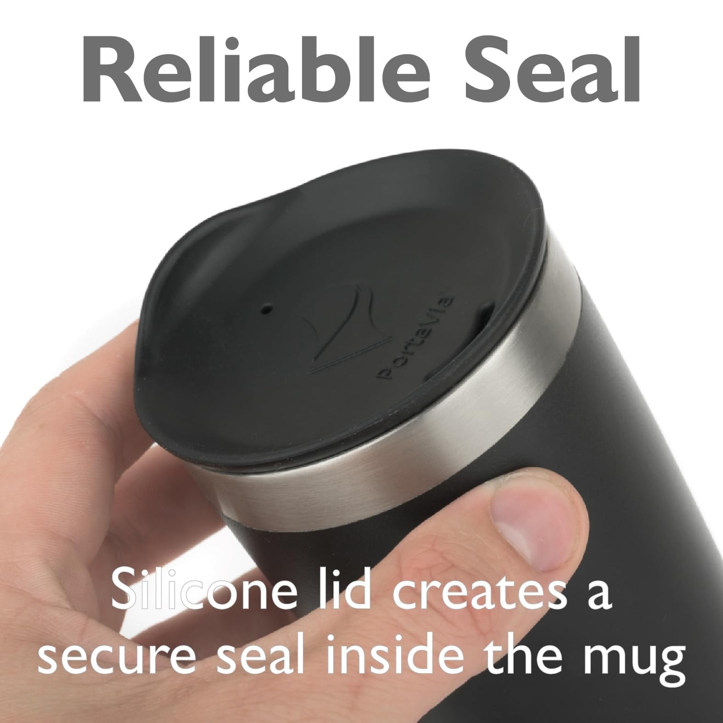 Porta Via Reusable Silicone Coffee Cup Lid - Medium Size, Black